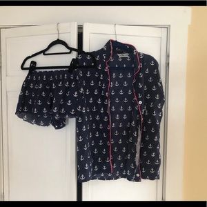 Navy Malabar Bay Anchor Pajama Set